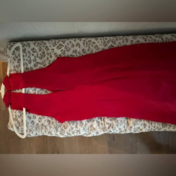 Slate and Willow Flowy Red Formal High Slit V-Neck Dress 0 Long - Picture 5 of 12
